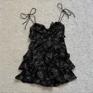 Hello Molly black ruffle mini dress